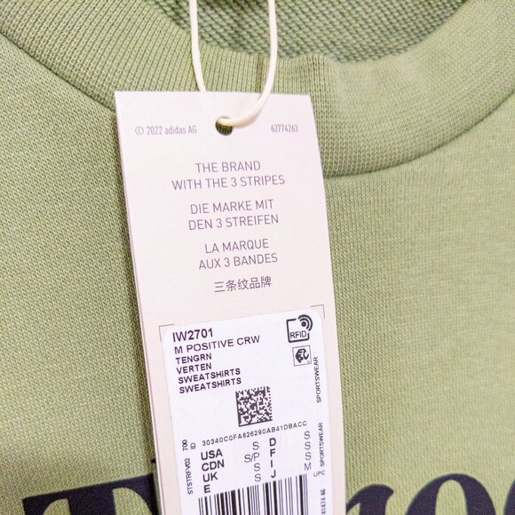 ADIDAS Three Stripe Life Crew Neck Sweatshirt Green Graphic Casual Activewear - Picture 5 of 6
